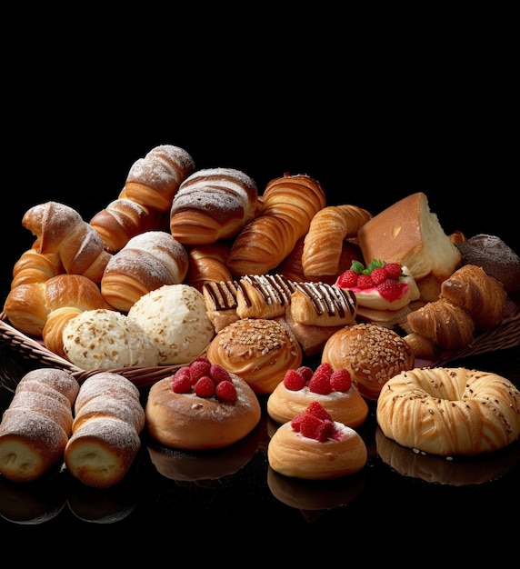 Wyświetlacz różnych rodzajów chleba i ciast