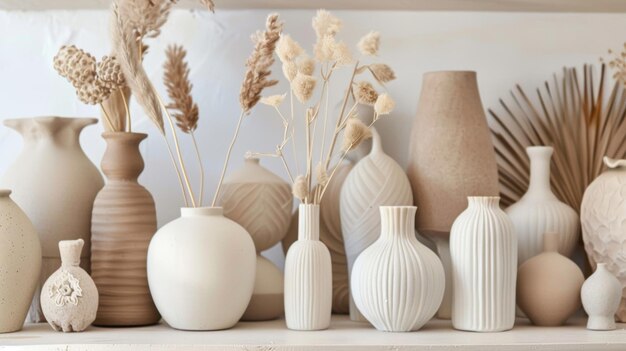 Wyświetlacz wazonów ceramicznych o minimalistycznym projekcie tworzący elegancki i wyrafinowany wygląd z