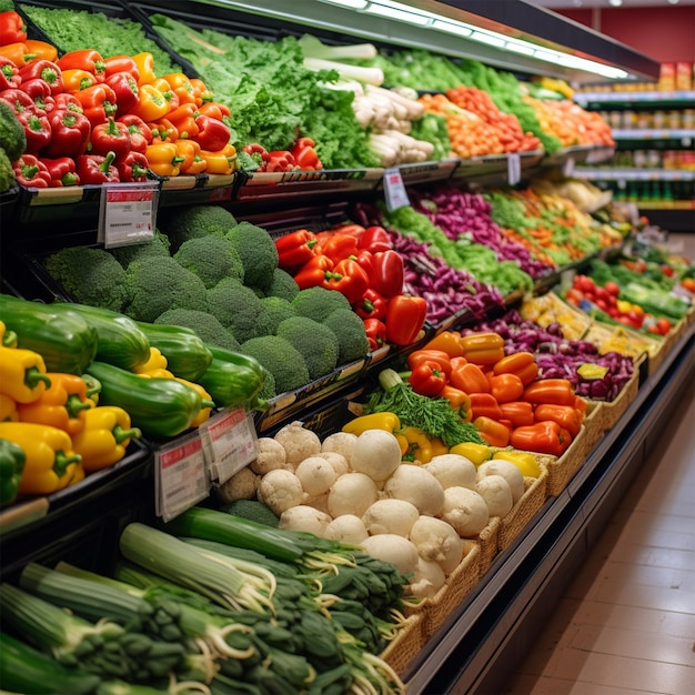 Wyświetlacz żywności dla warzyw na rynku
