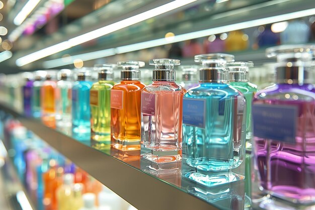 Zdjęcie wyświetlane perfumy luksusowe w eleganckim butiku perfum closeup perfumes