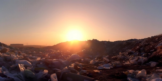 Wysypisko z dużą ilością plastikowych odpadów zanieczyszczających naszą planetę