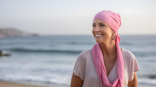 Wzmocnienie na różowych inspirujących zdjęciach świadomości raka piersi