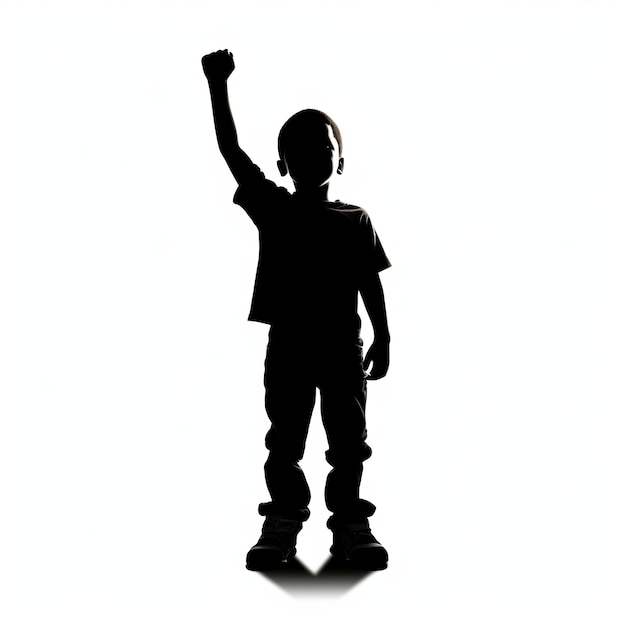 Zdjęcie wzmocnienie poprzez jedność rewolucyjny duch czarnego dziecka świeci w sylwetce