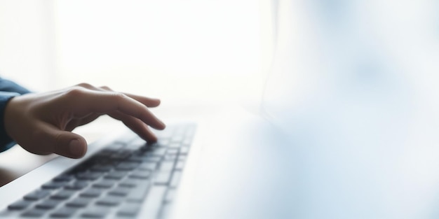 Zdjęcie wzmocnienie pracy zdalnej zbliżenie kobiety biznesowej piszącej na laptopie
