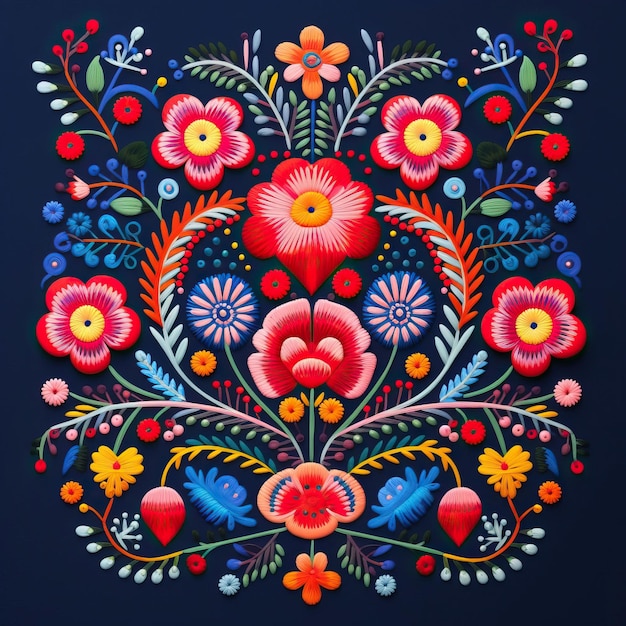 wzór haftowania zainspirowany tradycyjnymi meksykańskimi tkaninami