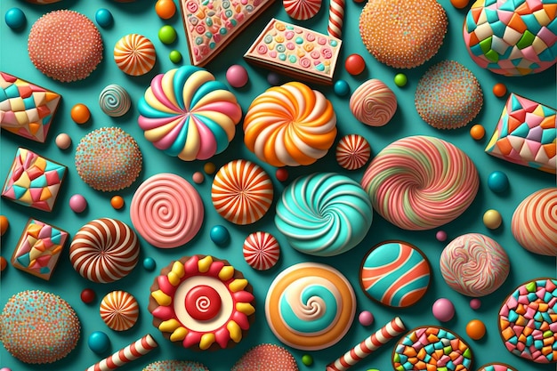 Wzór kolorowych cukierków i galaretek ilustracji