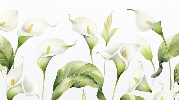 Zdjęcie wzór kwiatu calla lily na białym tle calla lily kwiat tekstura tło