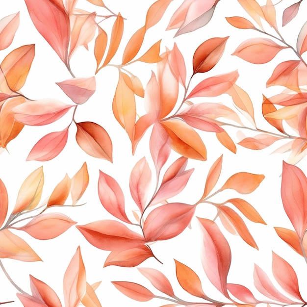 Wzór liści brzoskwini na białym tle