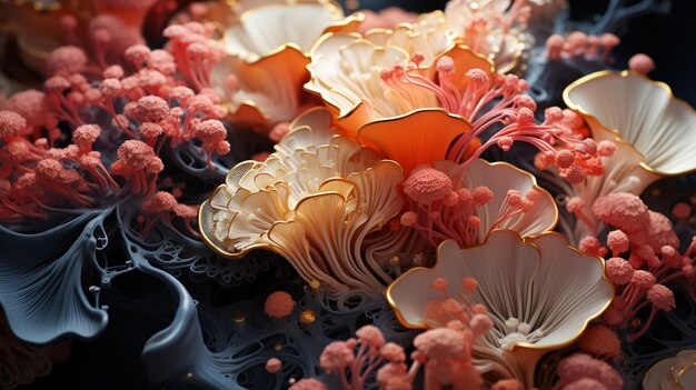 Zdjęcie wzór mikroskopijnej grzybni generatywnej ai