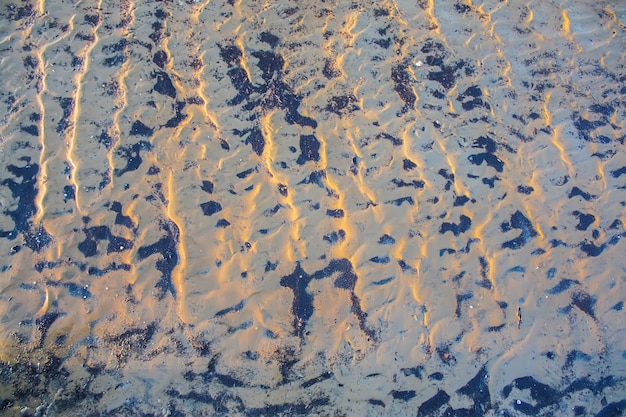 Wzór piasku plaży na wybrzeżu Morza Bałtyckiego w Europie Wschodniej w lecie