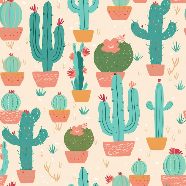 wzór roślin kaktusowych