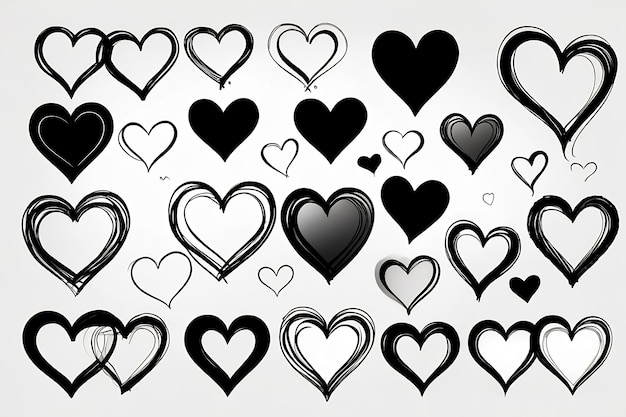 Zdjęcie wzór serca ręcznie narysowany szkic serca zestaw wzór serca naklejki ozdoby