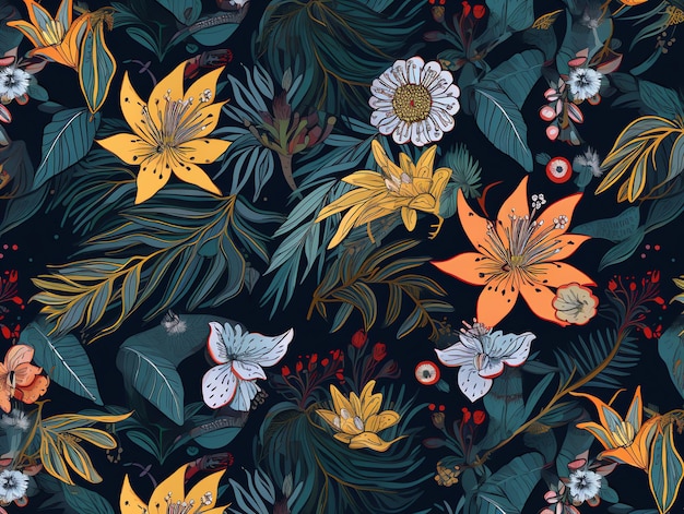 wzór szwu z australijskiego kwiatu do osnowy tekstylnej i papierowej