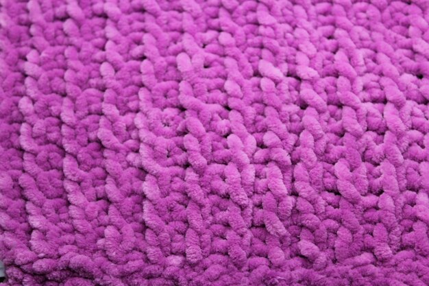 wzór szyty fioletowy szczegół włókno tkaninowe z puszystą teksturą
