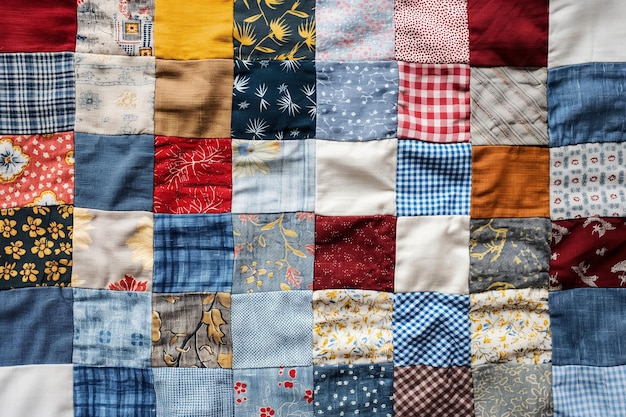 Zdjęcie wzór tkaniny patchwork z fabryki włókienniczej izolowany na białym tle