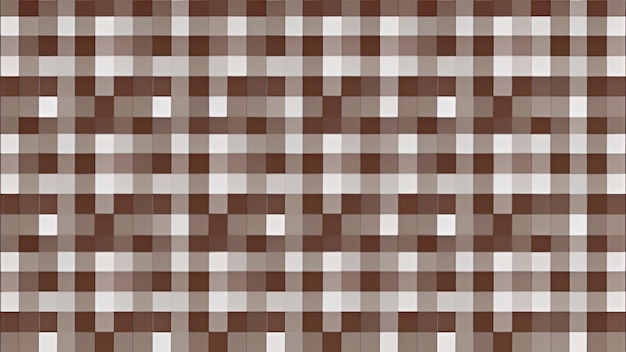 Wzór w brązowo-beżową kratkę na brązowym tle.