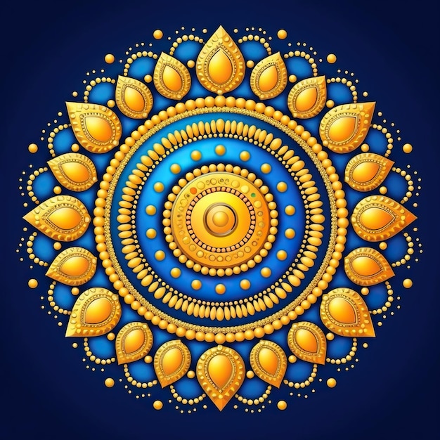 Zdjęcie wzór w kolorze żółtym i niebieskim z żółtym kręgiem i słowem 