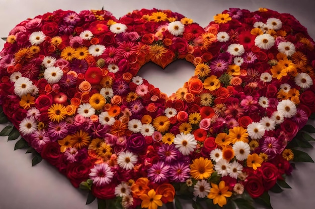 Zdjęcie wzór w kształcie serca z sercem z kwiatów