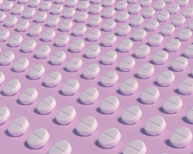 Wzór wykonany za pomocą tabletek medycznych na pastelowym jasnym tle Koncepcje kreatywne medycyny i farmacji Modne kolory