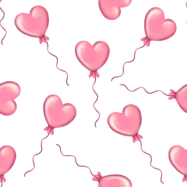 Wzór z balonami w kształcie różowego serca