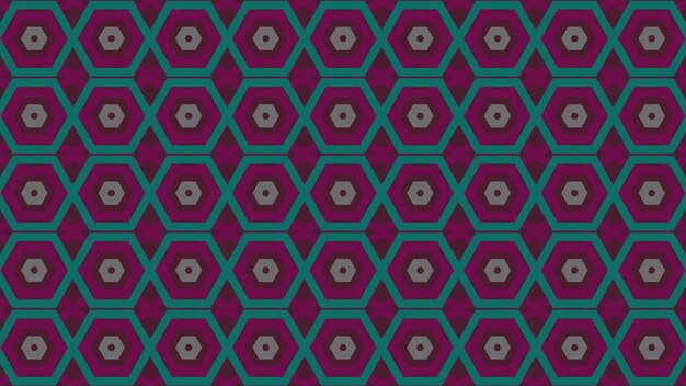 wzór z fioletowym i zielonym ornamentem geometrycznym.