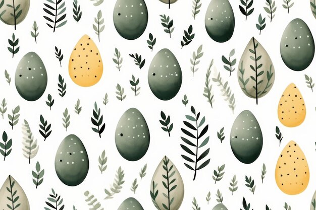 Zdjęcie wzór z jajkami i liśćmi