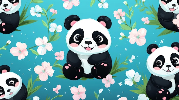 Wzór z koncepcją projektowania tapet tła kreskówek pand