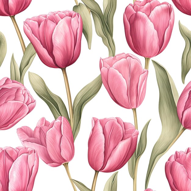 Wzór z różowymi tulipanami na pustym tle