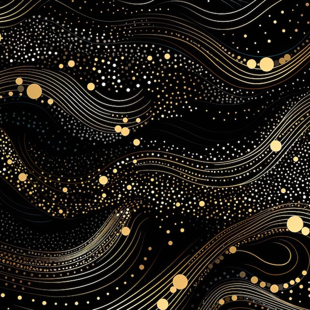wzór zawierający złote kropki na czarnej powierzchni w stylu trillwave