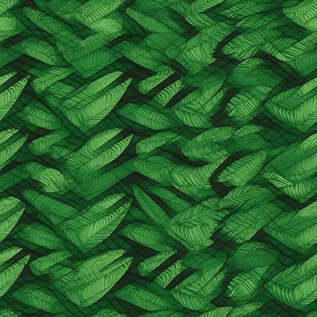 Wzór zielonych liści palmowych na czarnym tle.