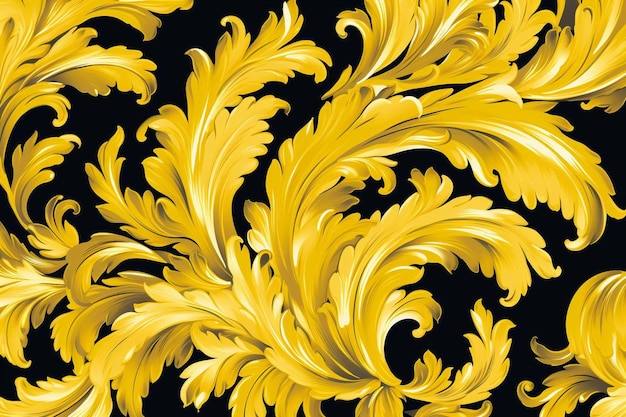 Zdjęcie wzór złotego liścia na czarnym tle