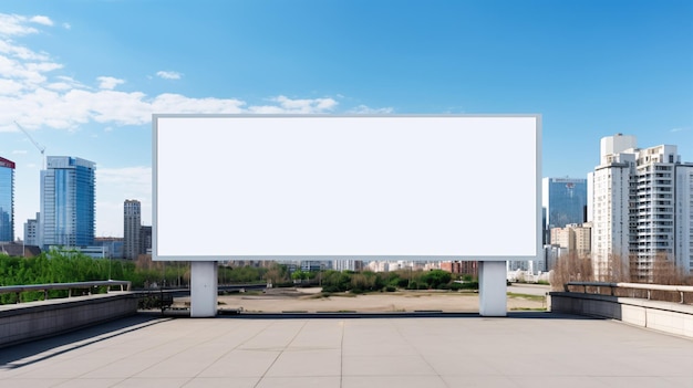 Wzorzec billboardu reklamowego w mieście w słoneczny letni dzień Zastępca reklamy dla twojego projektu
