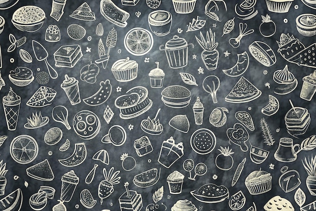 Zdjęcie wzorzec i tekstura tła żywności zdrowe ikony linii żywieniowej