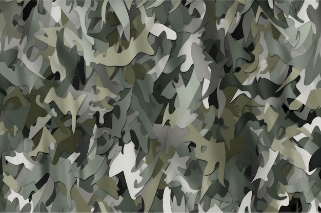 Wzorzec kamuflażowy w jasnym lasie, zielony khaki, wygenerowany przez AI.