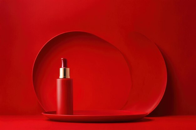 Zdjęcie wzorzec opakowania produktu serum lub kosmetyki z prostym eleganckim wzorem w kolorze czerwonym z czerwieniem