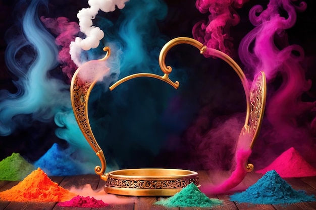 Zdjęcie wzorzec opakowania produktu zdjęcie magicznej lampy z kolorowym dymem zdjęcie reklamowe w studiu