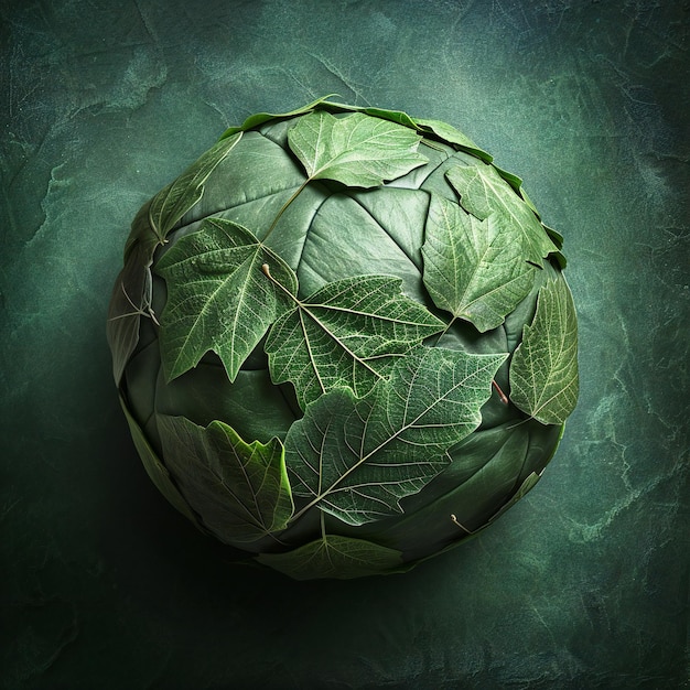 Wzorzec piłki nożnej z zielonymi liśćmi i artystyczną niewyraźną koncepcją przyjazną dla środowiska