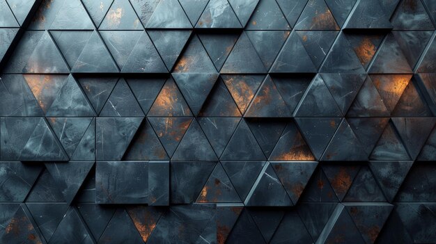 Wzorzec trójkątów trójwymiarowych Abstrakcyjna mozaika czarnych trzykątów