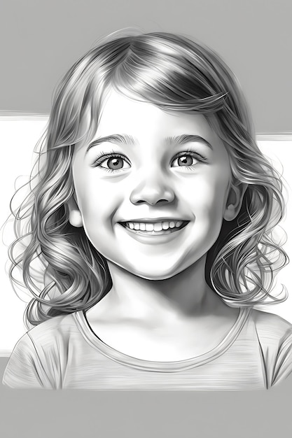 Wzruszająca twarz dziecka do kolorowania, szkic ołówkiem do druku