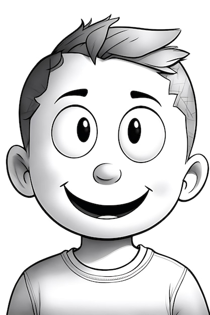 Zdjęcie wzruszająca twarz dziecka do kolorowania, szkic ołówkiem do druku