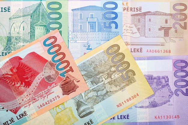 X9Albańskie pieniądze Leke nowa seria banknotówx9