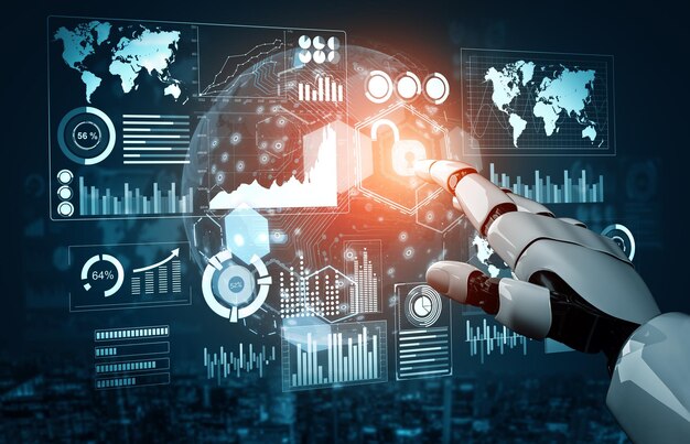 Xai futurystyczny koncept sztucznej inteligencji robota