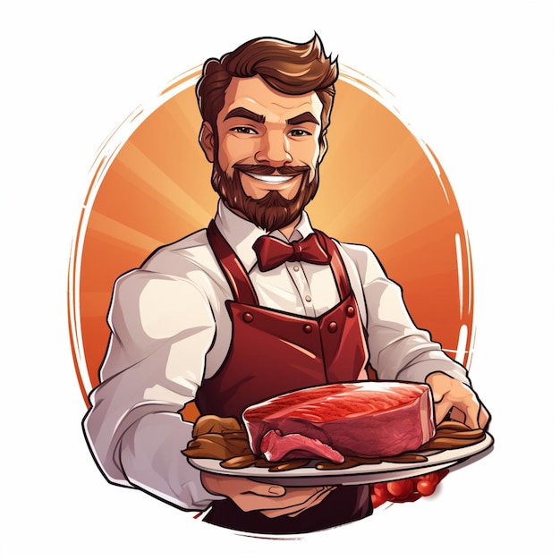 Xavier Steak 2d ilustracja wektorowa kreskówka na białym tle