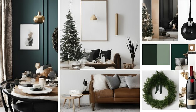 Xmas mood board inspiracja wnętrza