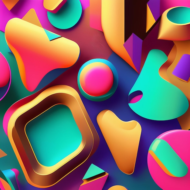 Y2k kolorowe groovy kształty nowoczesnej tapety ilustracji