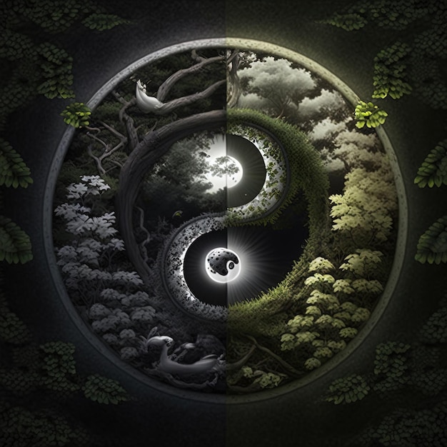 Yin i Yang stworzone z natury. Symbol harmonii