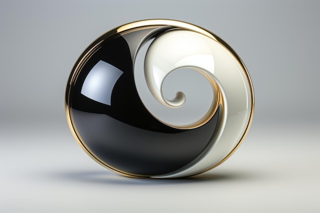 Yin Yang Nowoczesny symbol 3D z jedną częścią wykonaną ze szkła, a drugą wykonaną z meta generatywnego IA