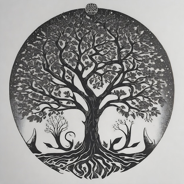 Ying yang koncepcja równowagi Yggdrasil drzewo życia Mitologia nordycka Koncepcja równowagy