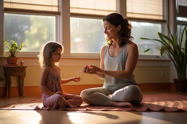 Yoga matki i córki w domu