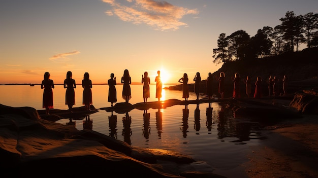 Yoga o wschodzie słońca na plaży